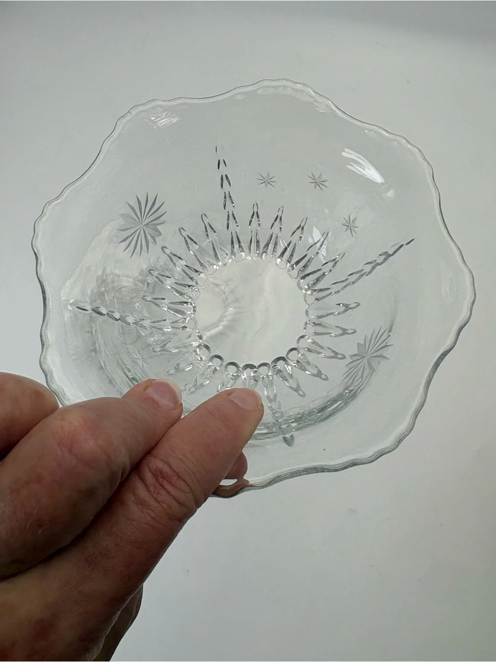 Vintage Scalloped Serving Bowl and Plate with MCM Starburst Pattern